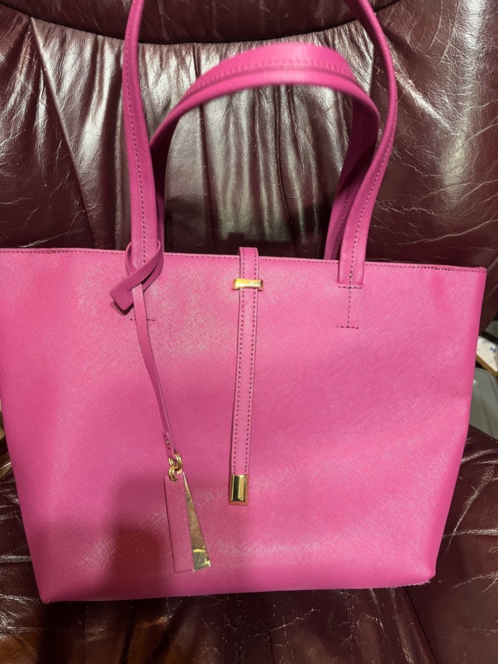Vince Camuto Purple Leather Tote Bag